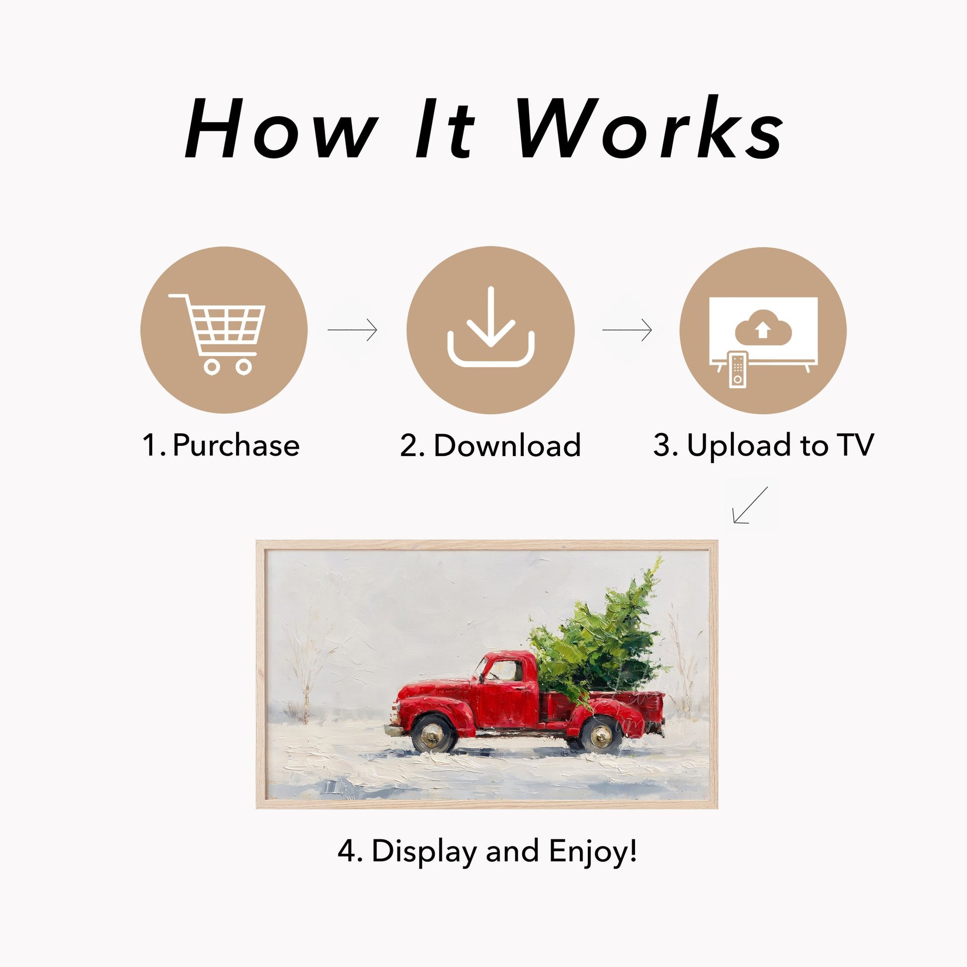 Red Pickup Christmas Tree Frame TV Art displayed on a TV