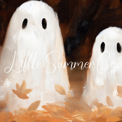 Ghost Pair Autumn Leaves Frame TV Art displayed on a TV
