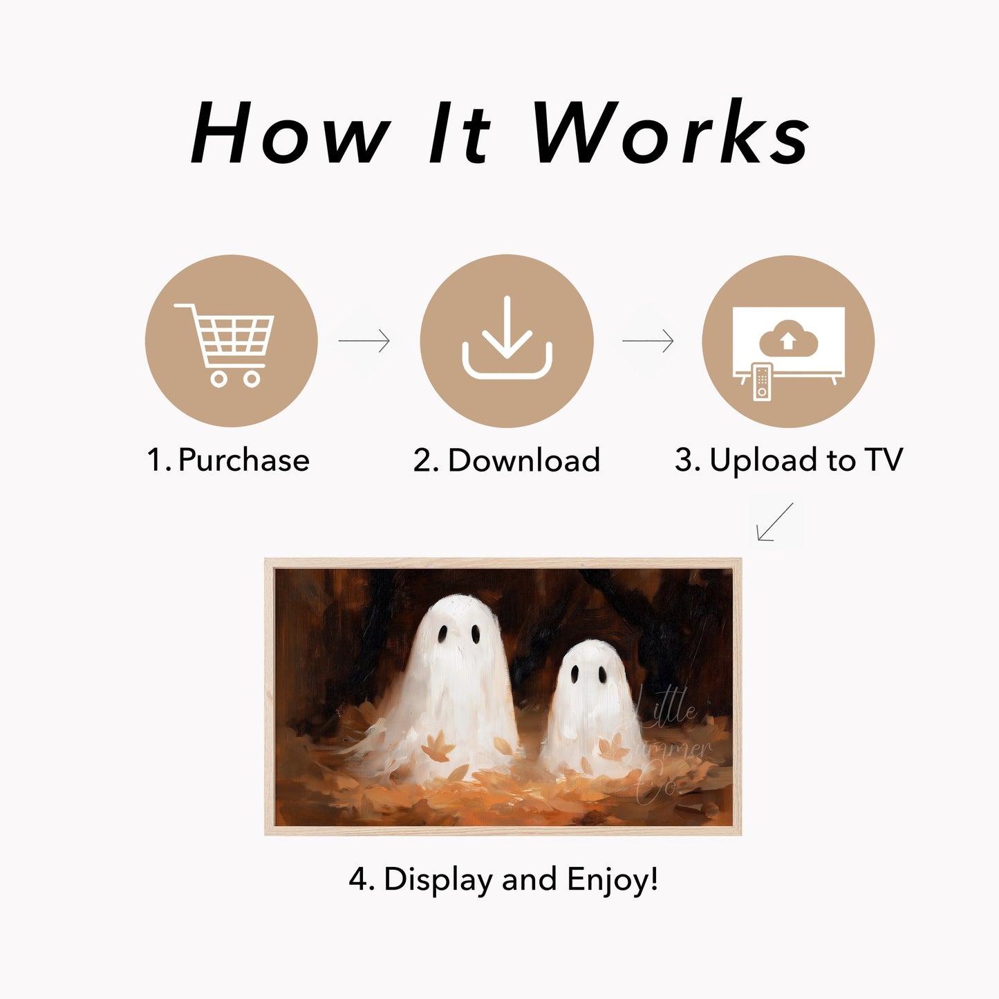 Ghost Pair Autumn Leaves Frame TV Art displayed on a TV