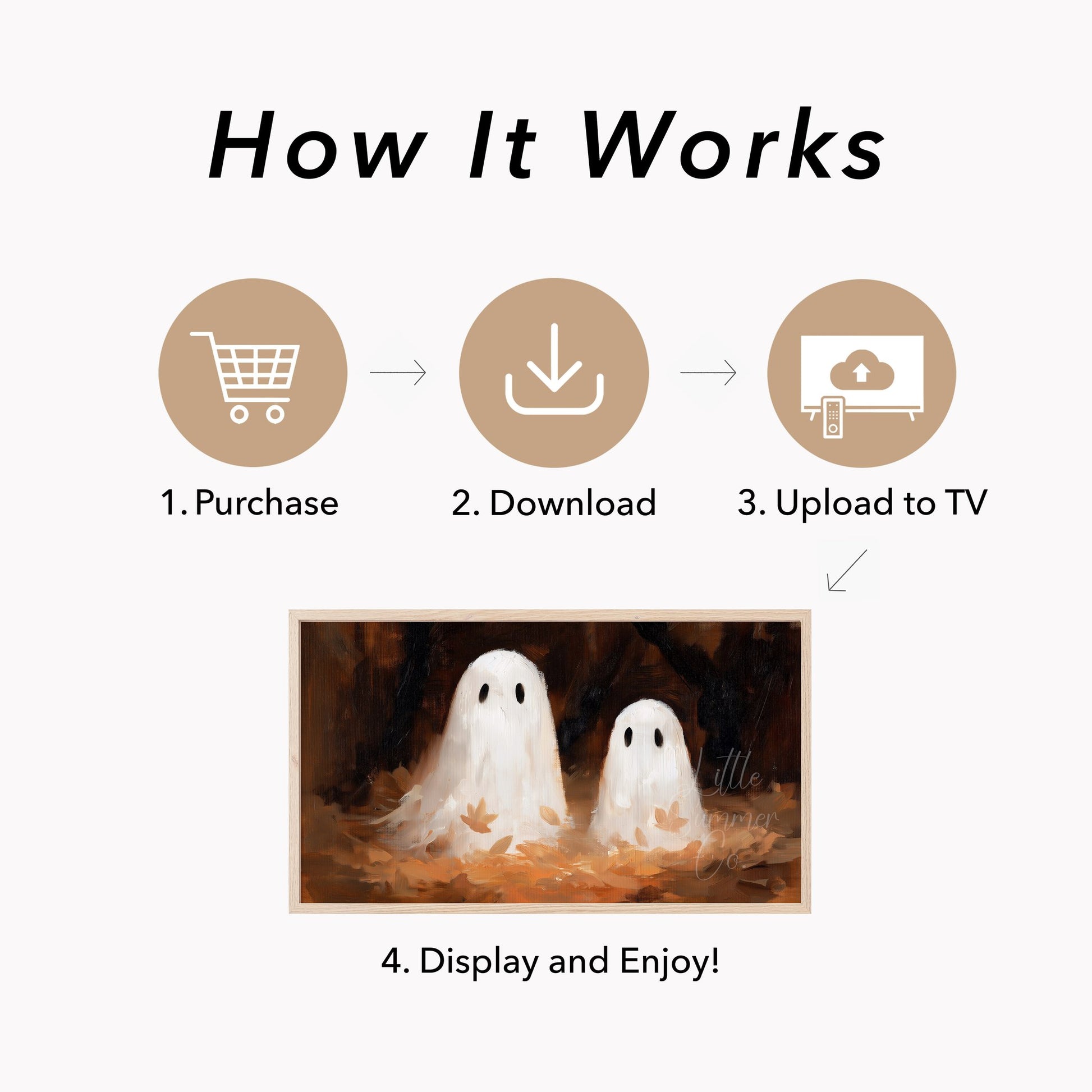 Ghost Pair Autumn Leaves Frame TV Art displayed on a TV