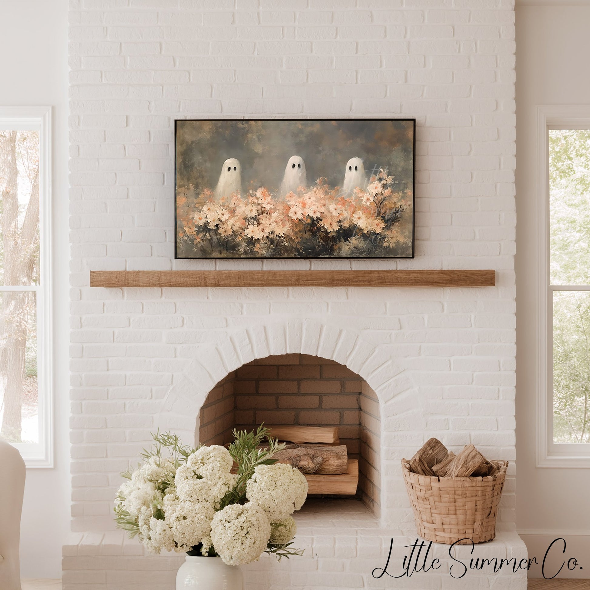 Garden Ghost Trio Frame TV Art displayed on a TV