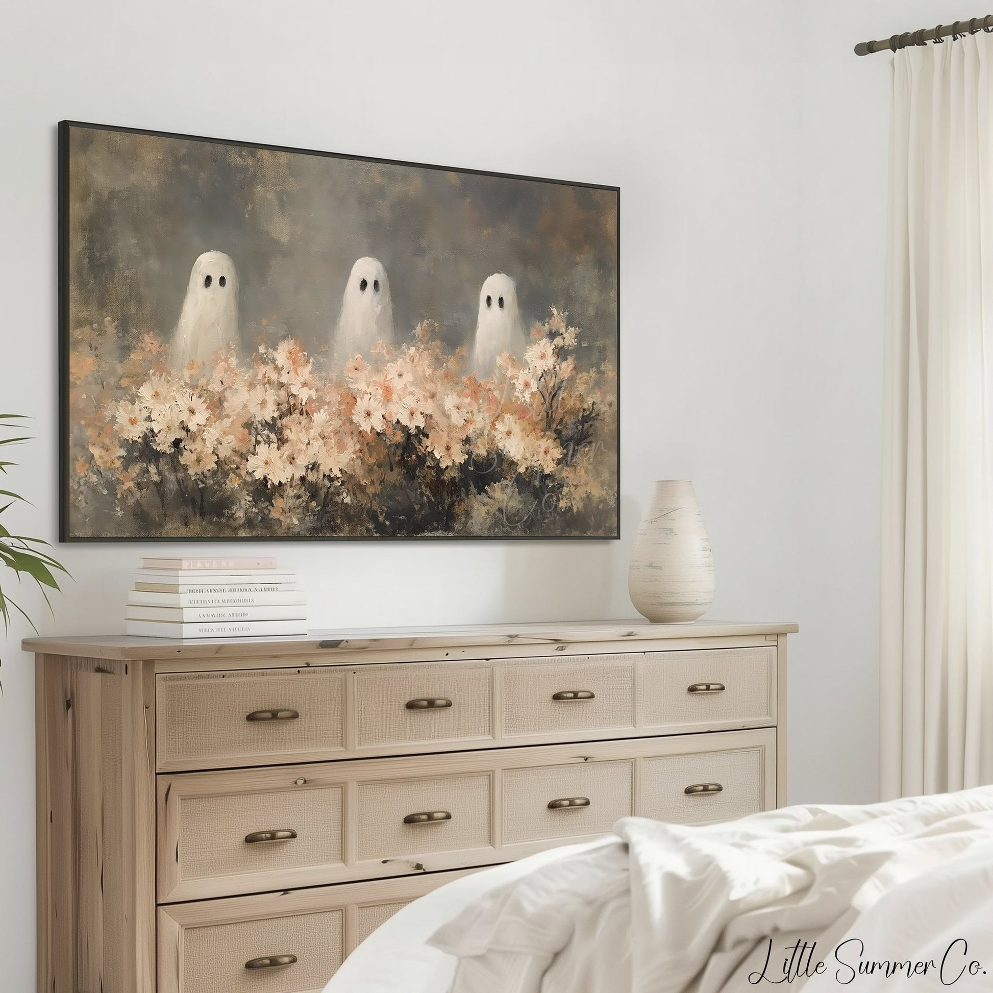 Garden Ghost Trio Frame TV Art displayed on a TV