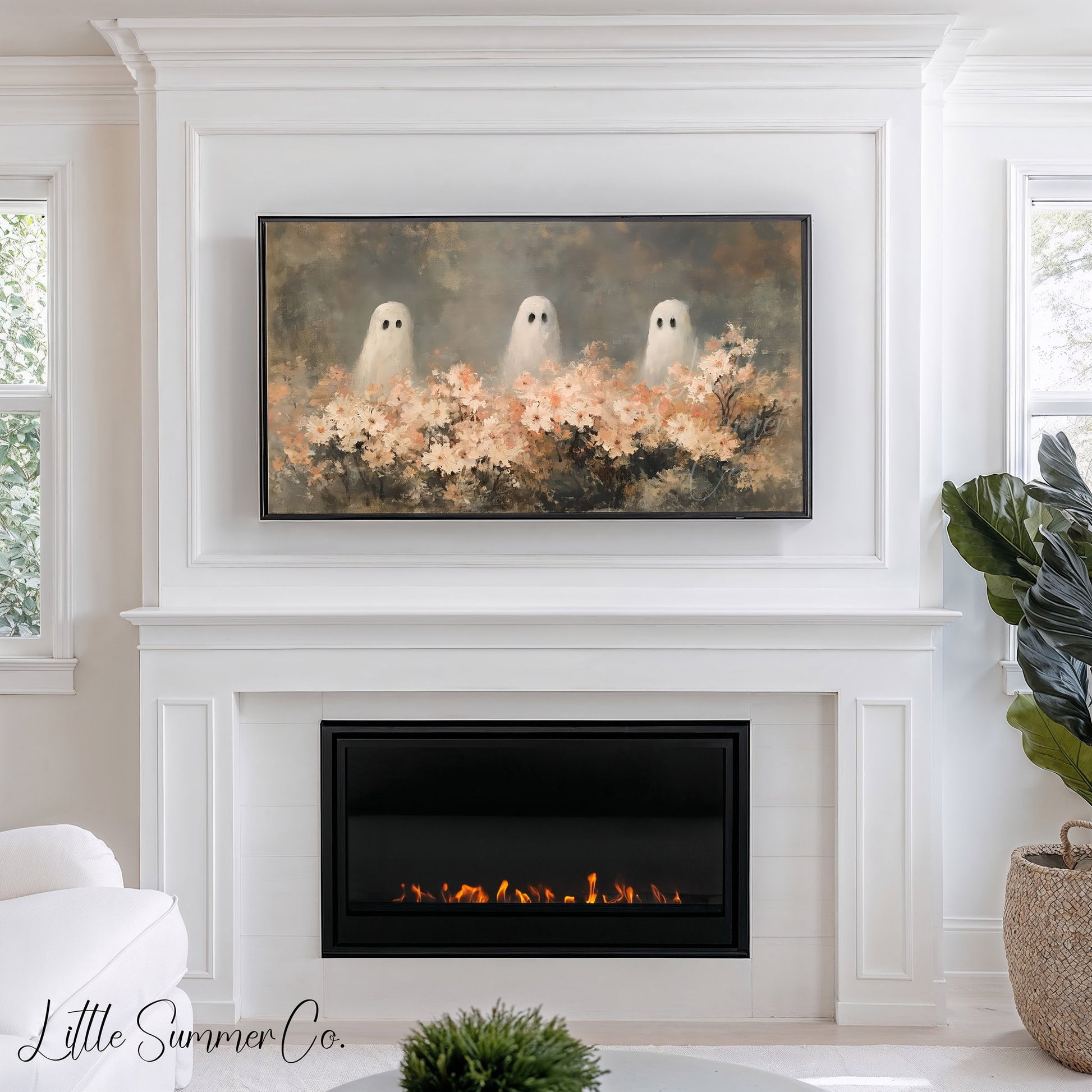 Garden Ghost Trio Frame TV Art displayed on a TV