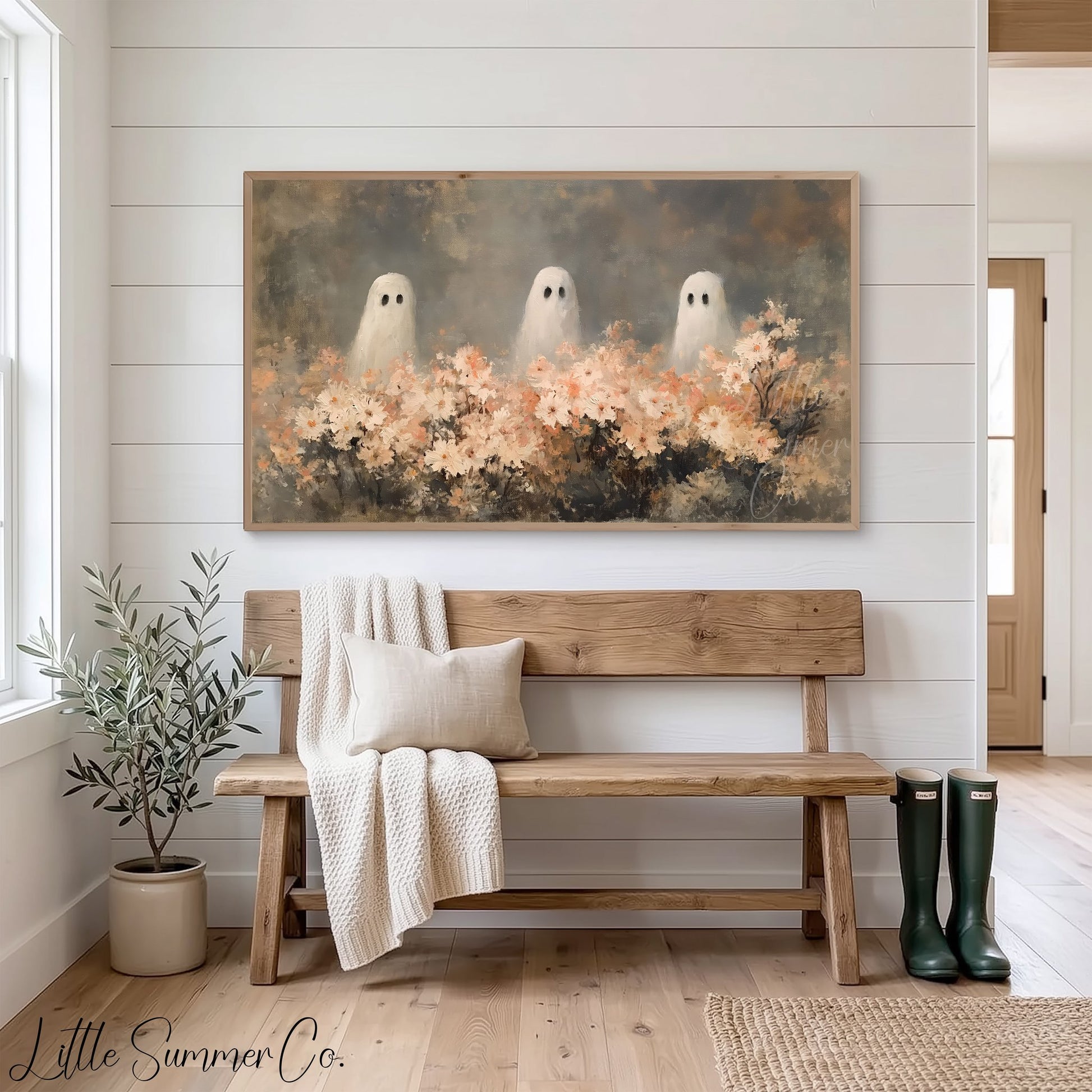 Garden Ghost Trio Frame TV Art displayed on a TV