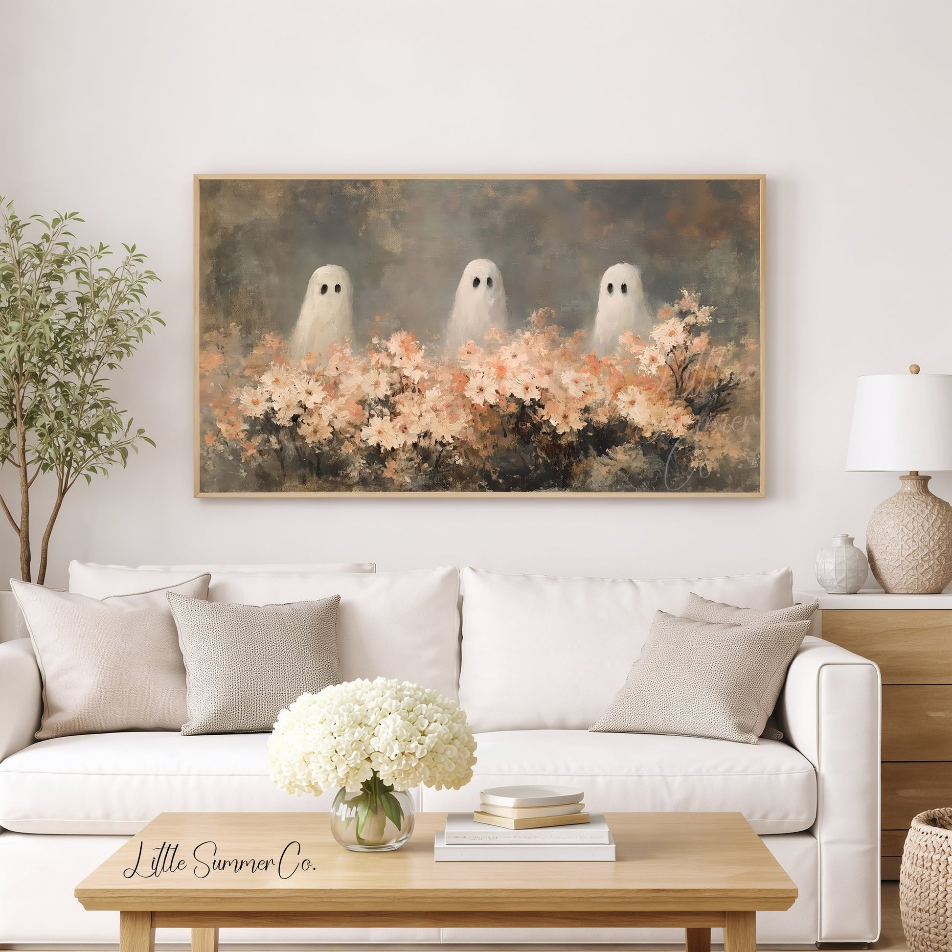 Garden Ghost Trio Frame TV Art displayed on a TV
