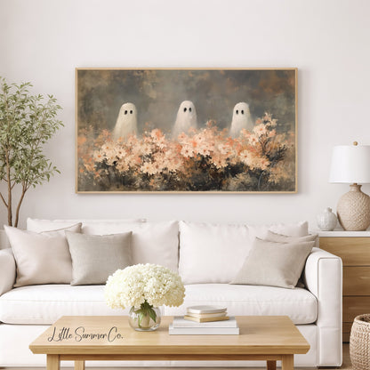 Garden Ghost Trio Frame TV Art displayed on a TV