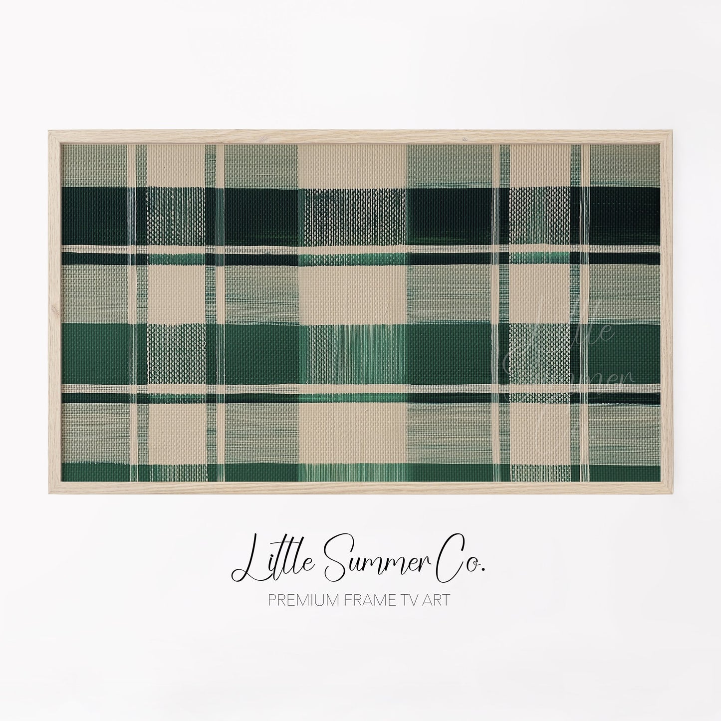 Green Plaid Pattern Frame TV Art displayed on a TV
