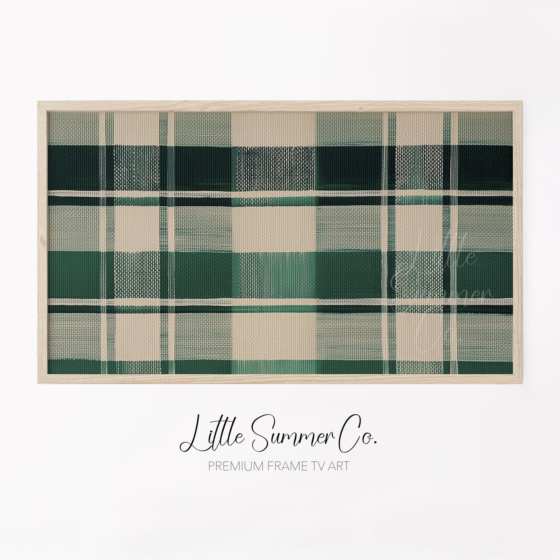 Green Plaid Pattern Frame TV Art displayed on a TV
