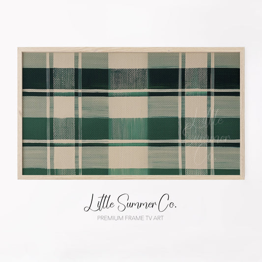 Green Plaid Pattern Frame TV Art displayed on a TV