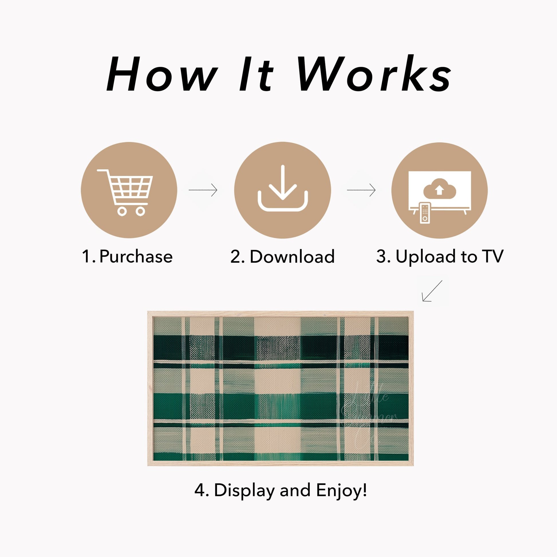 Green Plaid Pattern Frame TV Art displayed on a TV