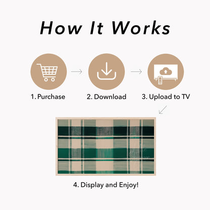 Green Plaid Pattern Frame TV Art displayed on a TV