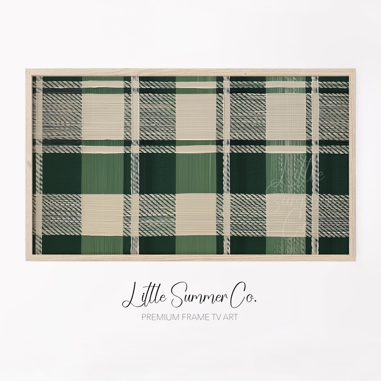 Woven Green Plaid Frame TV Art displayed on a TV