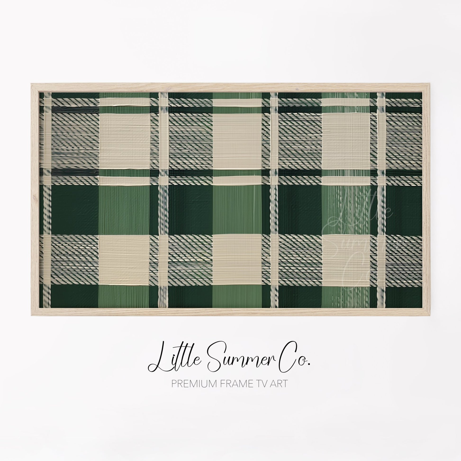Woven Green Plaid Frame TV Art displayed on a TV
