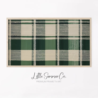 Woven Green Plaid Frame TV Art displayed on a TV