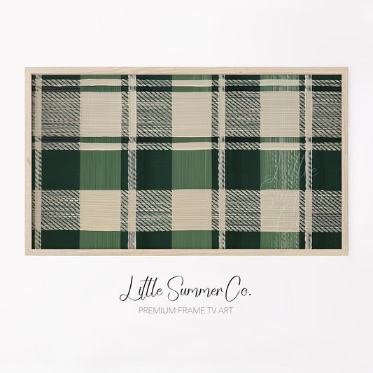 Woven Green Plaid Frame TV Art displayed on a TV