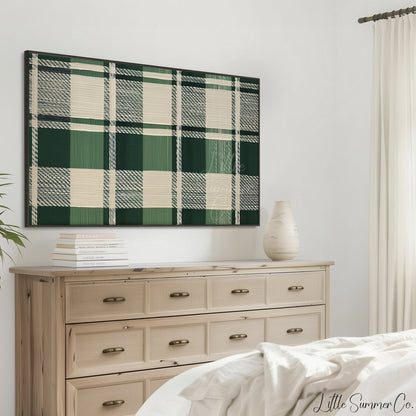 Woven Green Plaid Frame TV Art displayed on a TV