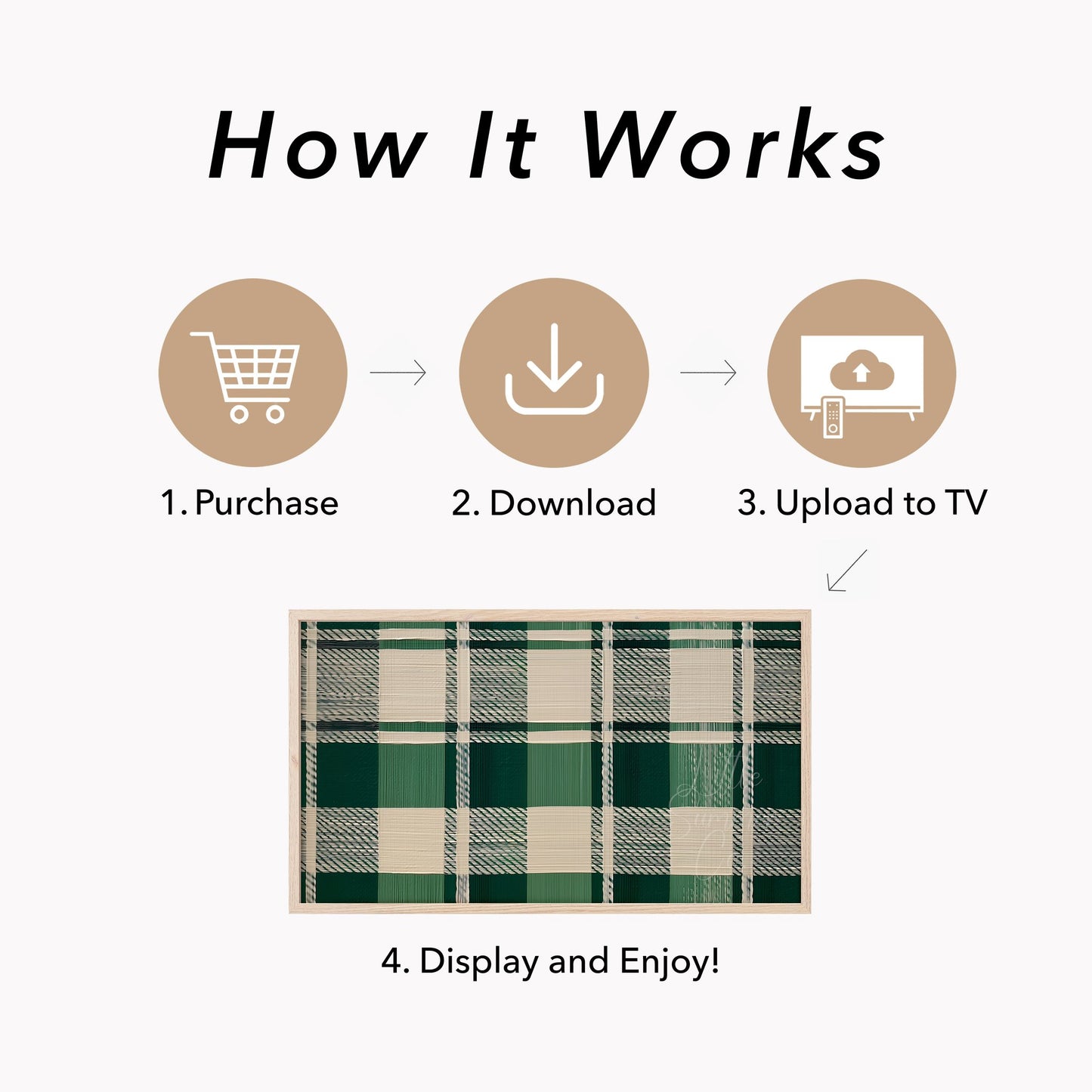 Woven Green Plaid Frame TV Art displayed on a TV