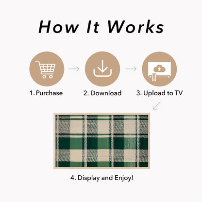 Woven Green Plaid Frame TV Art displayed on a TV