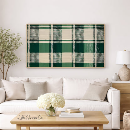 Woven Green Plaid Frame TV Art displayed on a TV