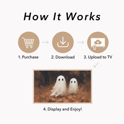 Ghost Pair Fall Leaves Frame TV Art displayed on a TV