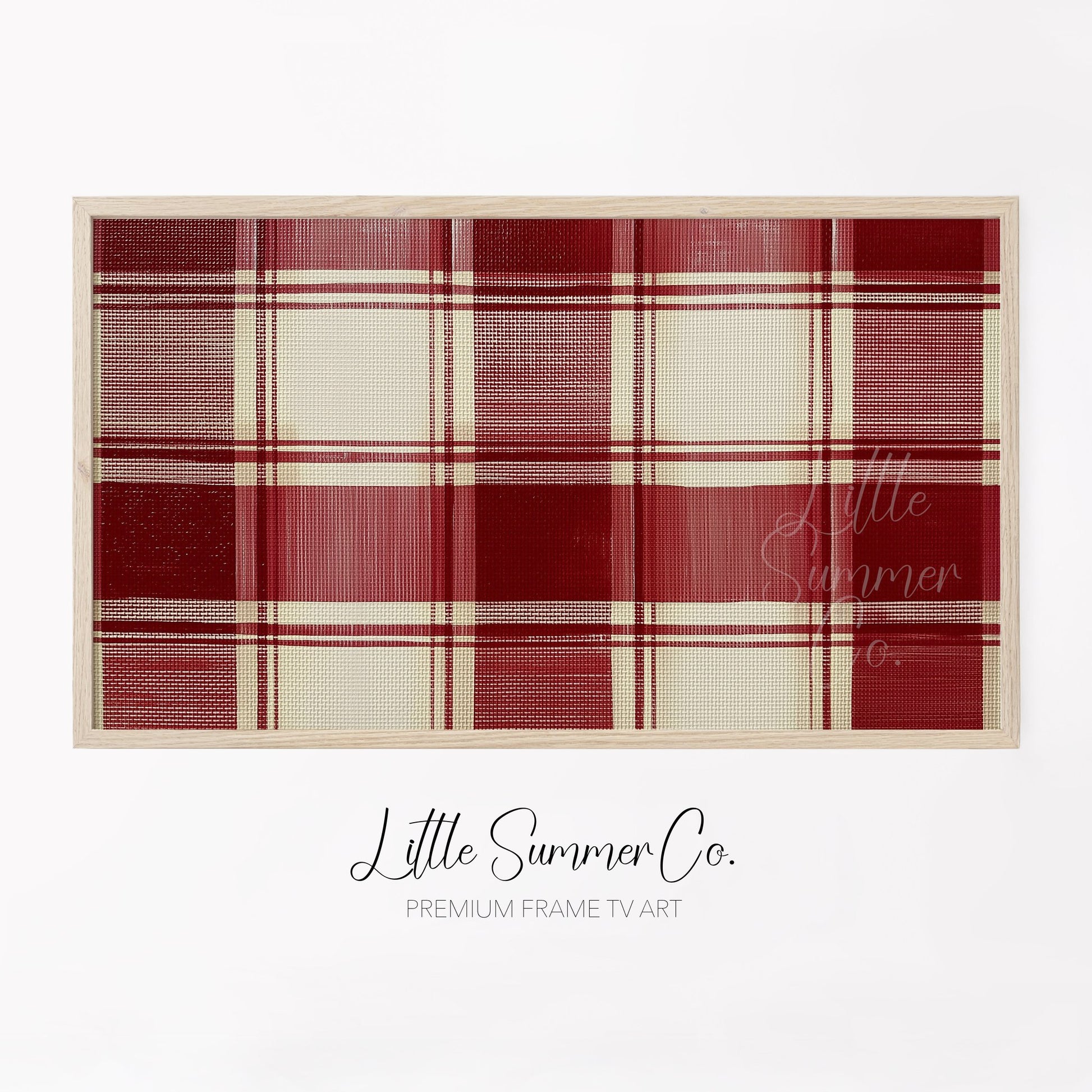 Red Plaid Pattern Frame TV Art displayed on a TV