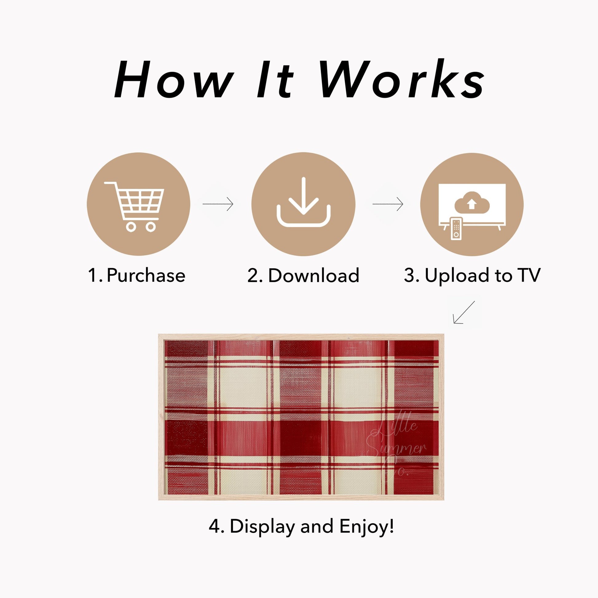 Red Plaid Pattern Frame TV Art displayed on a TV