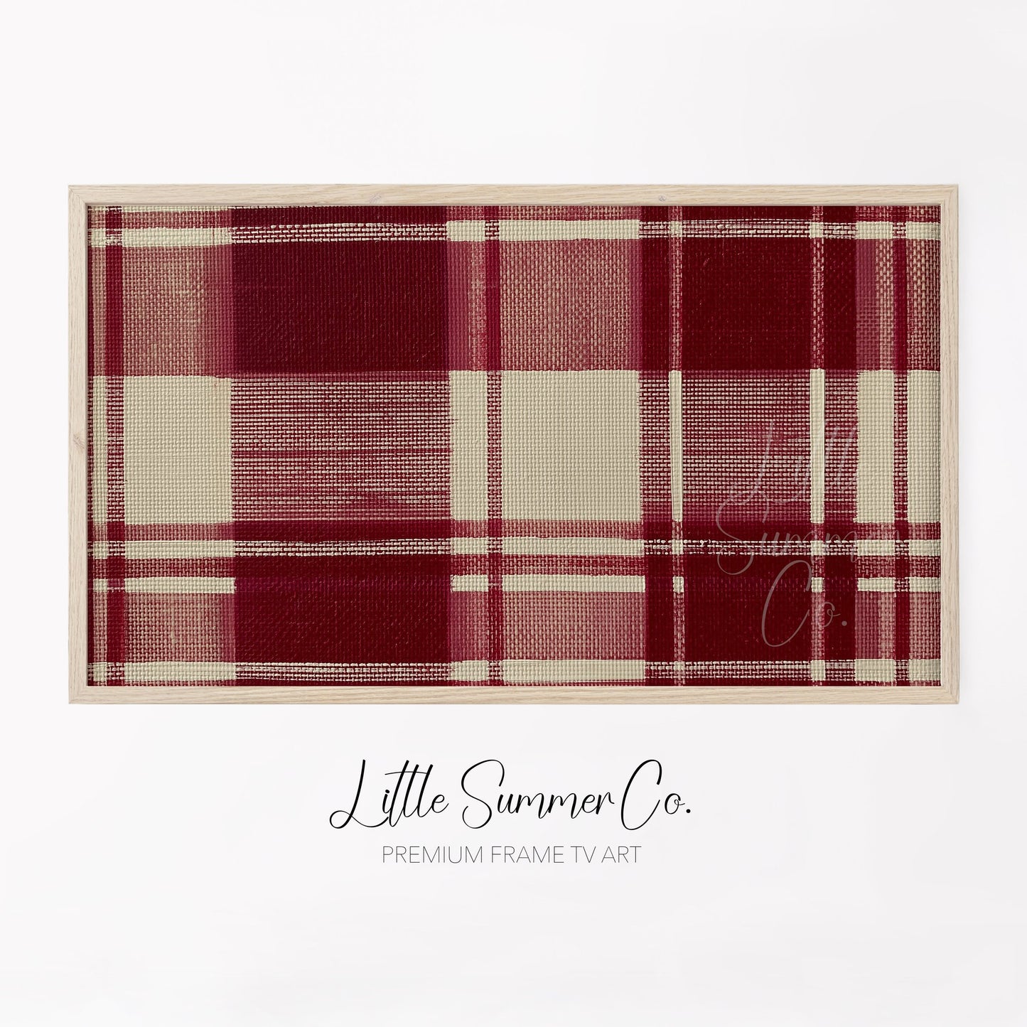 Red Tartan Pattern Frame TV Art displayed on a TV