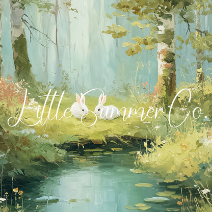 Woodland Rabbits Frame TV Art displayed on a TV