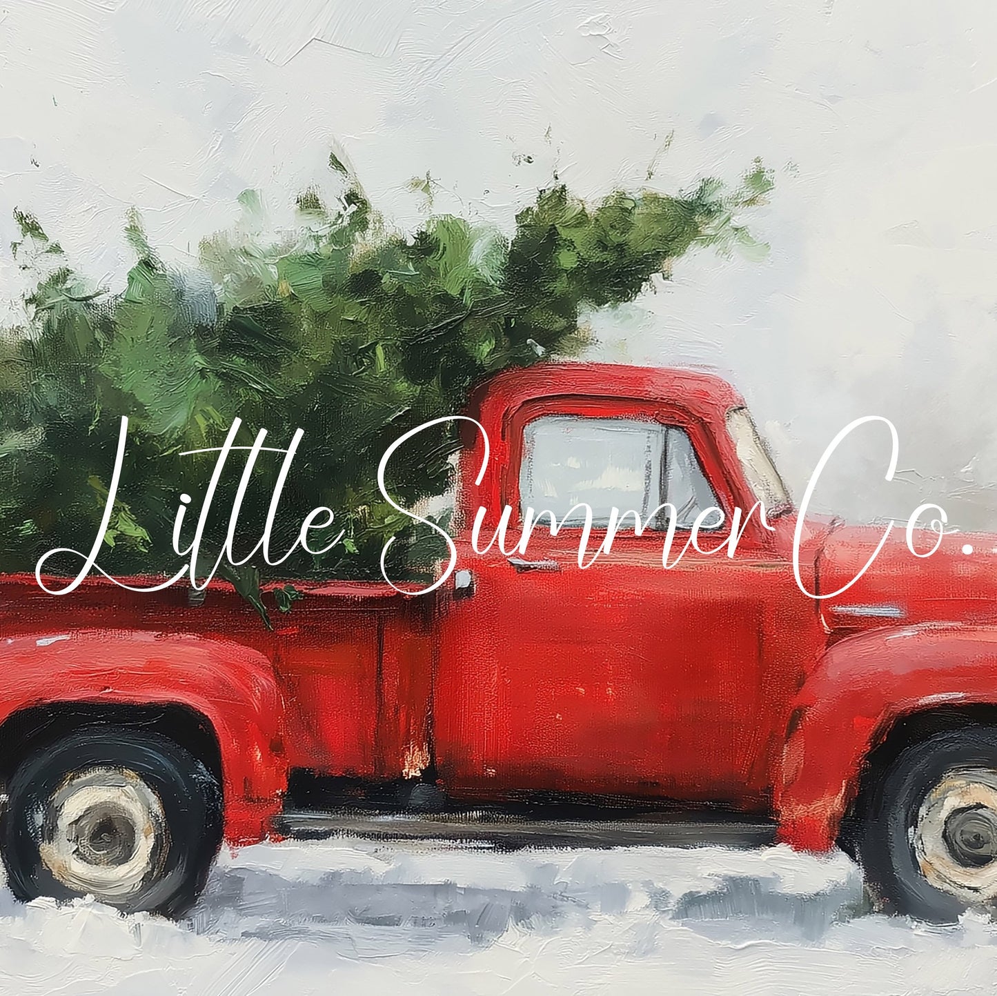Red Truck Christmas Tree Frame TV Art displayed on a TV