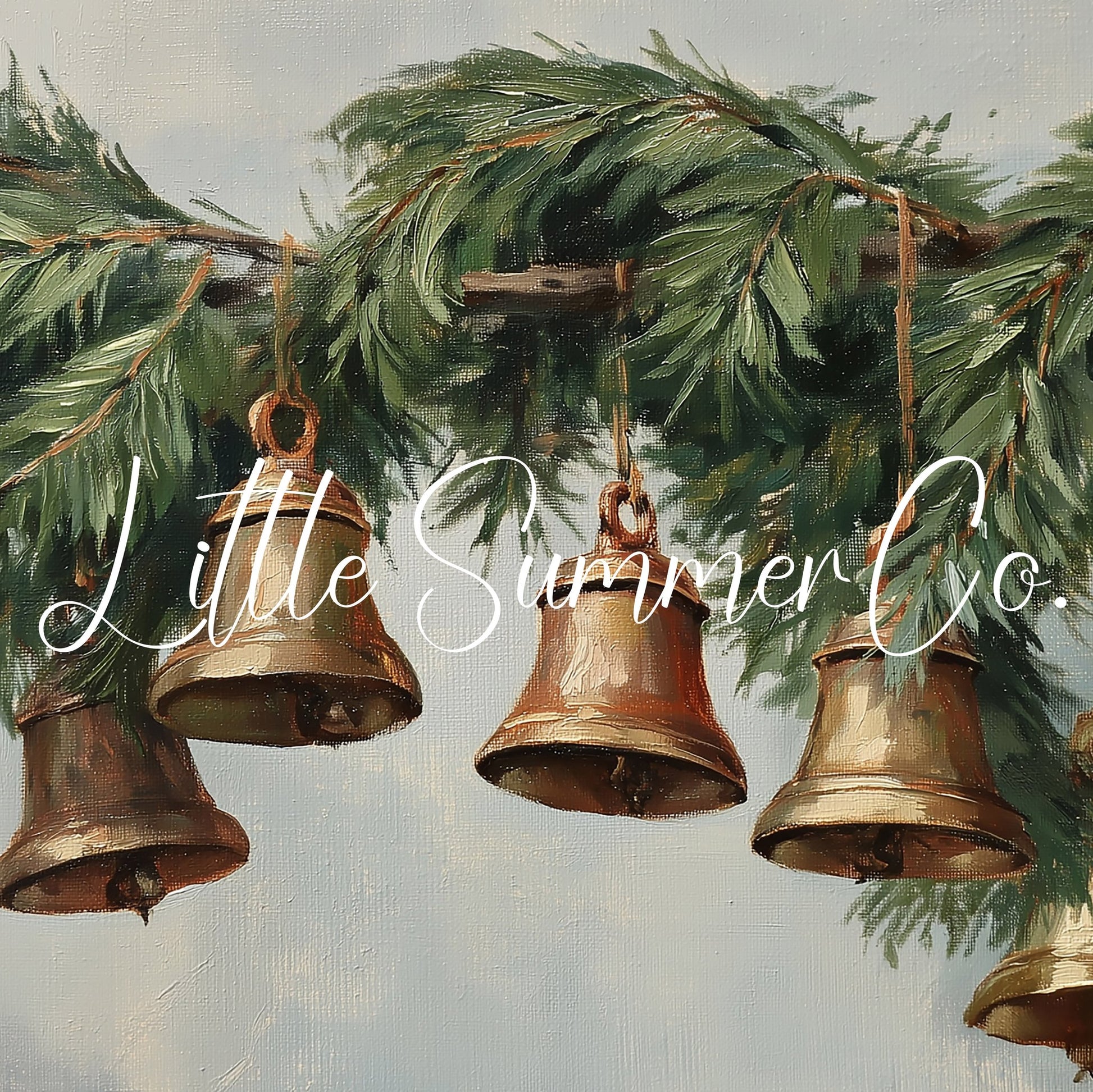 Evergreen Bells Garland Frame TV Art displayed on a TV