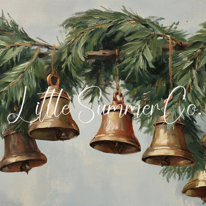 Evergreen Bells Garland Frame TV Art displayed on a TV