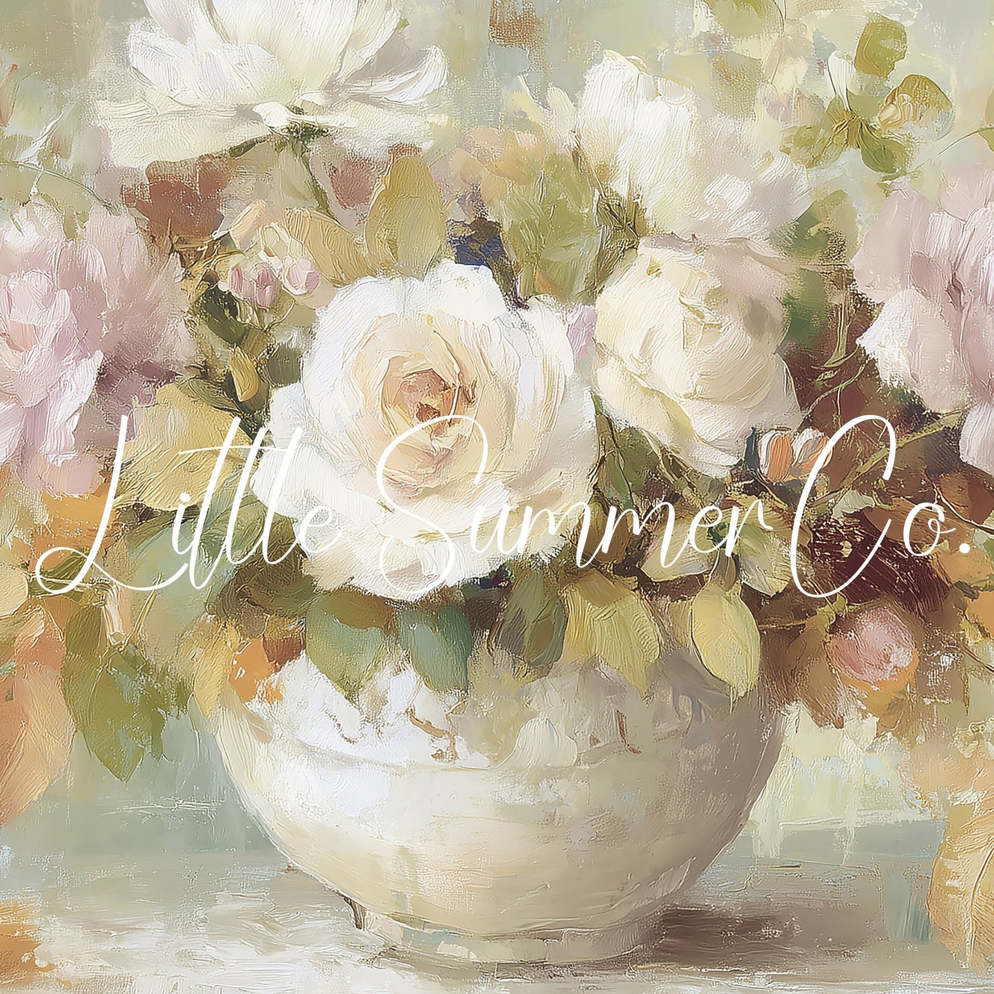 Soft Autumn Rose Bouquet Vase Frame TV Art displayed on a TV