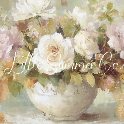 Soft Autumn Rose Bouquet Vase Frame TV Art displayed on a TV