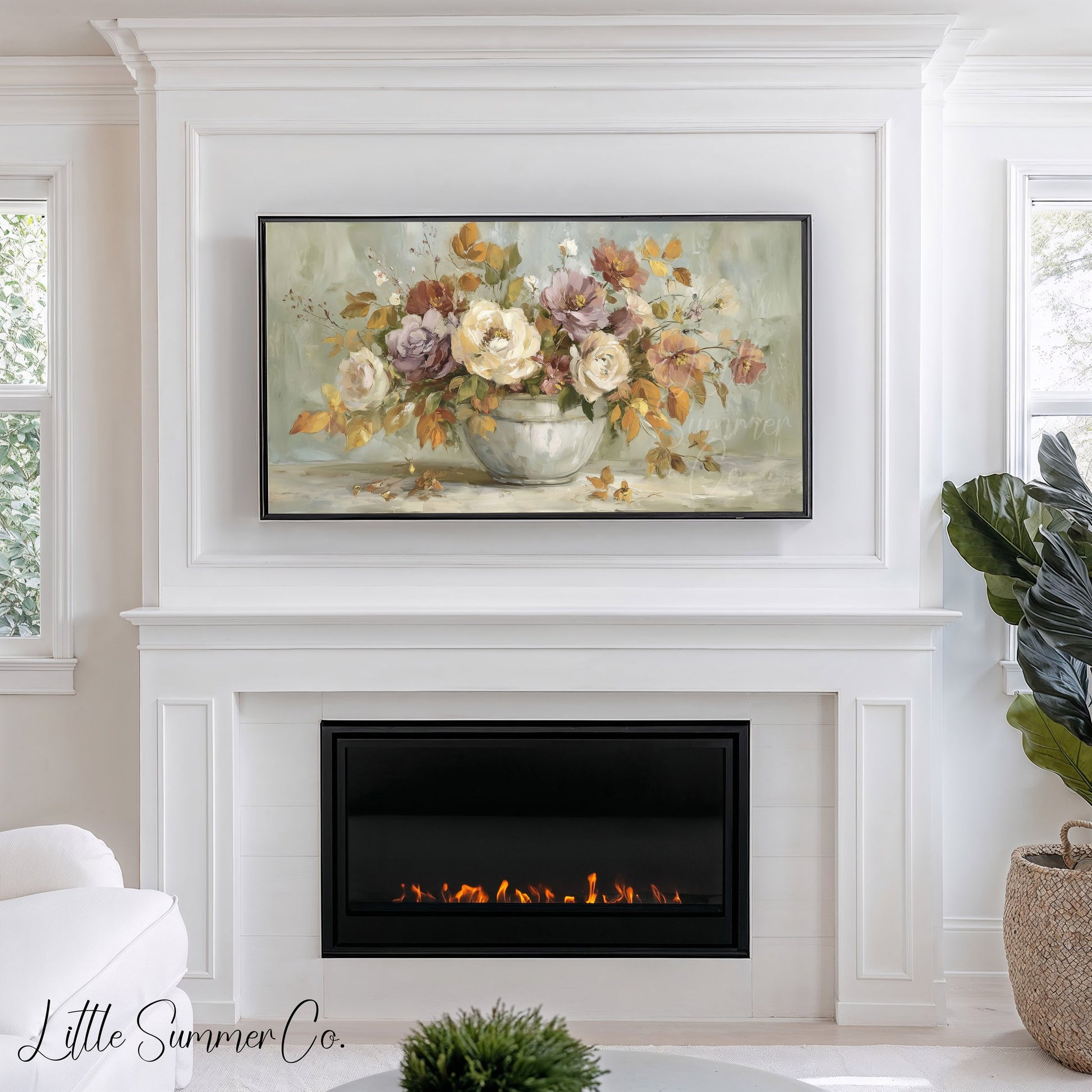 Rose Flower Bouquet Frame TV Art displayed on a TV