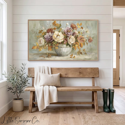 Rose Flower Bouquet Frame TV Art displayed on a TV