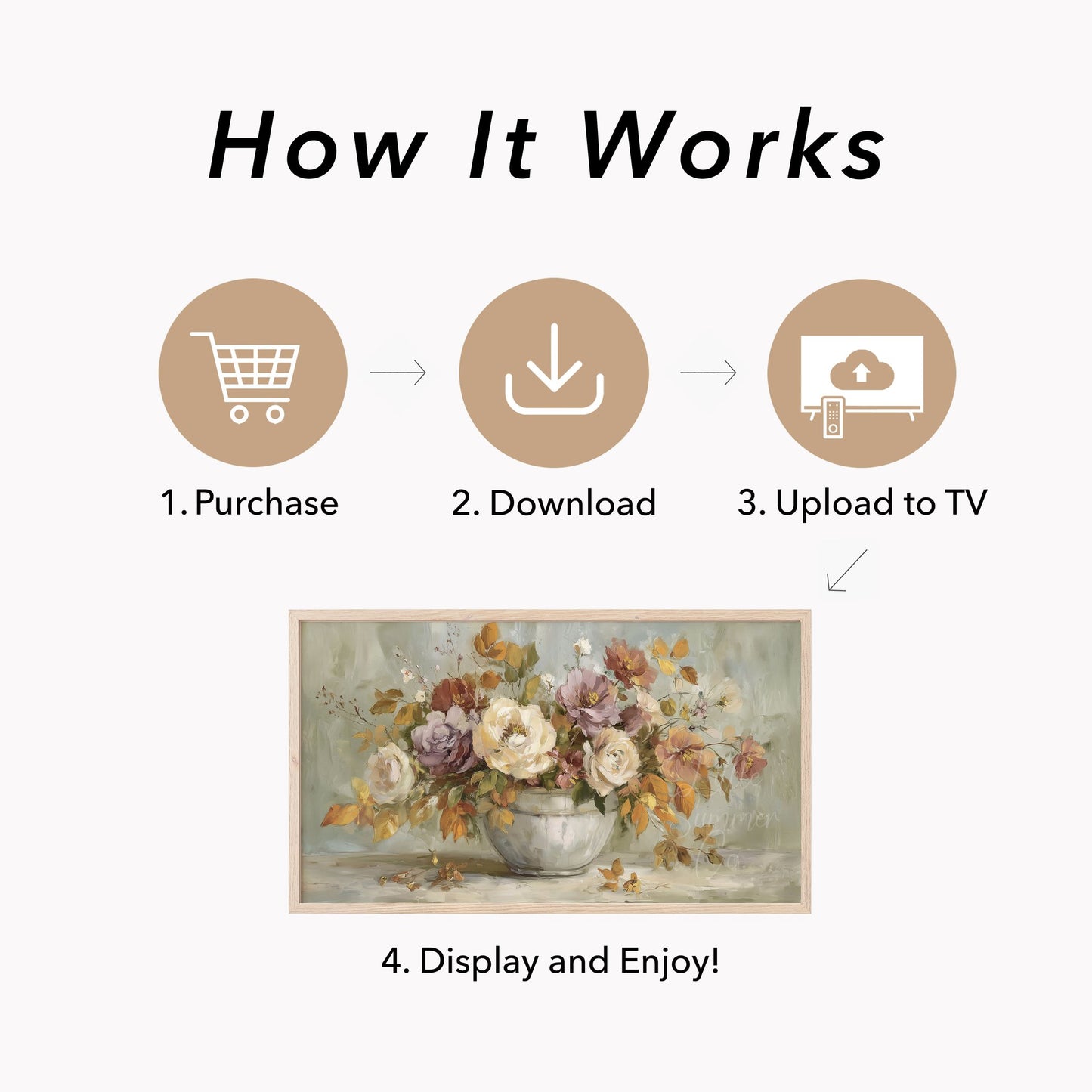 Rose Flower Bouquet Frame TV Art displayed on a TV