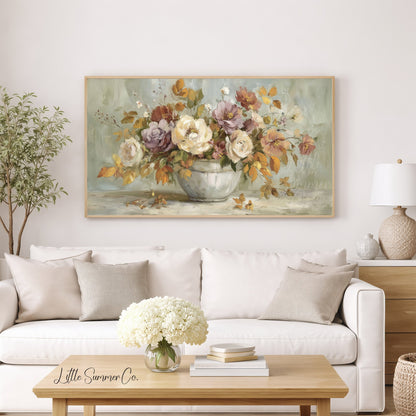 Rose Flower Bouquet Frame TV Art displayed on a TV