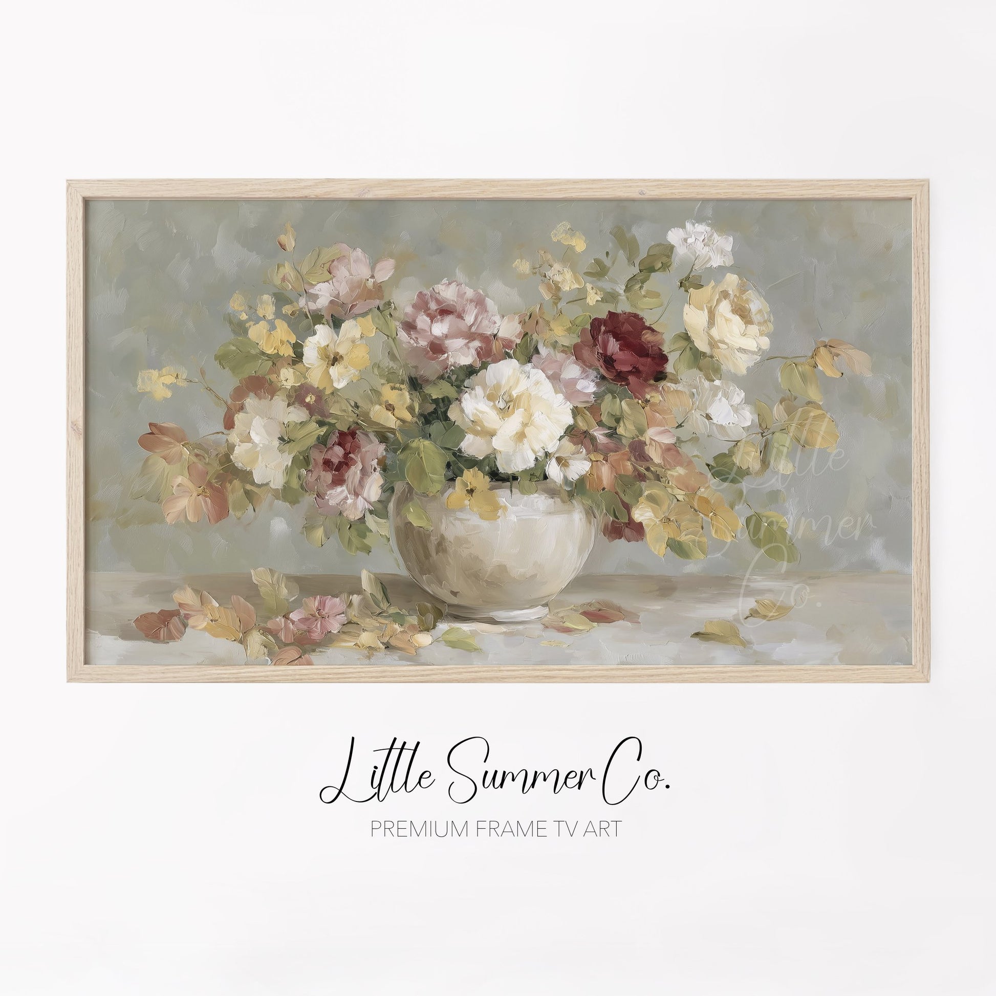 Garden Rose Bouquet Frame TV Art displayed on a TV