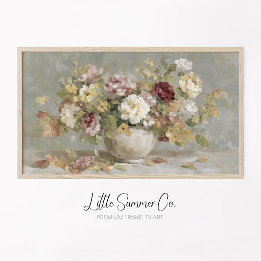 Garden Rose Bouquet Frame TV Art displayed on a TV
