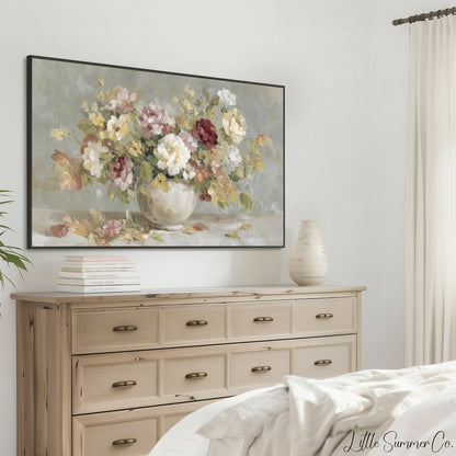 Garden Rose Bouquet Frame TV Art displayed on a TV