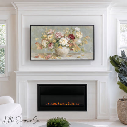 Garden Rose Bouquet Frame TV Art displayed on a TV