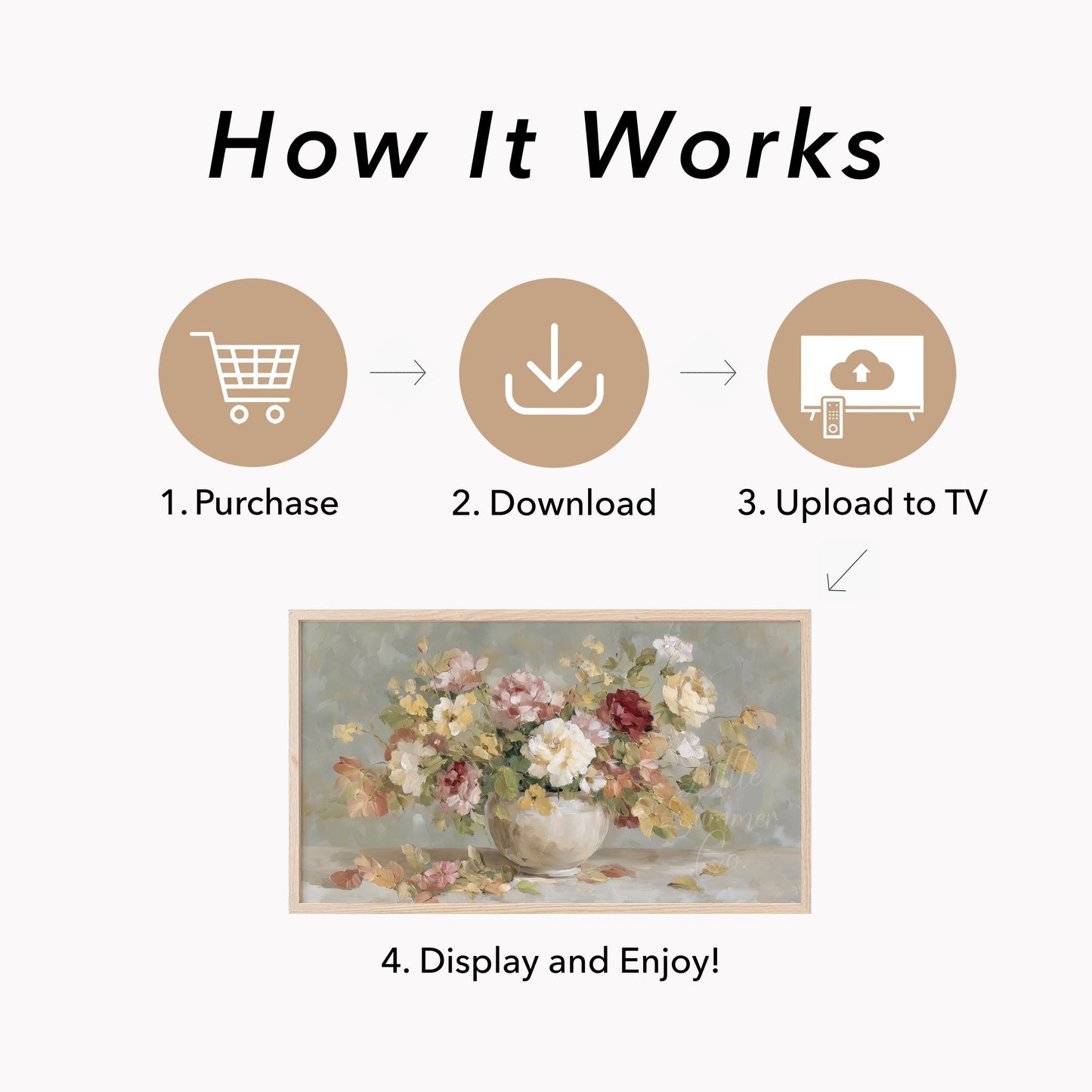 Garden Rose Bouquet Frame TV Art displayed on a TV