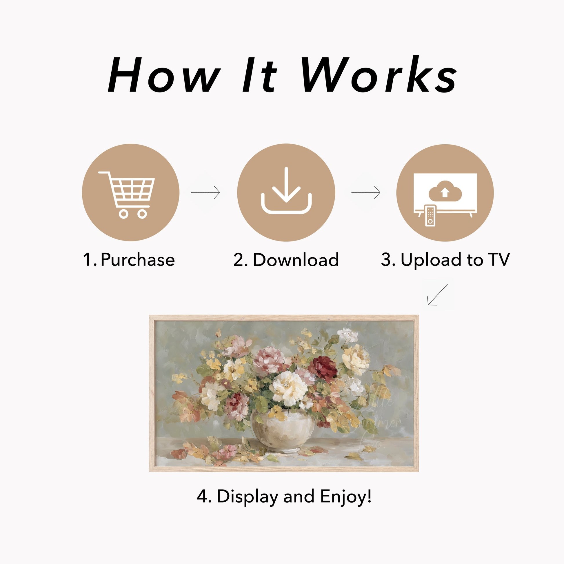 Garden Rose Bouquet Frame TV Art displayed on a TV