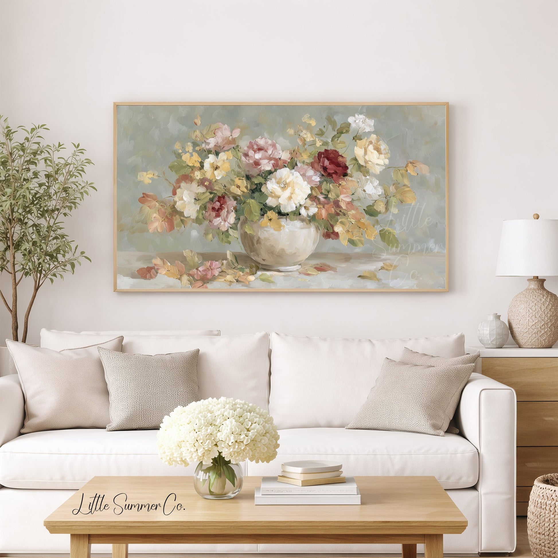 Garden Rose Bouquet Frame TV Art displayed on a TV