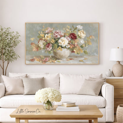 Garden Rose Bouquet Frame TV Art displayed on a TV