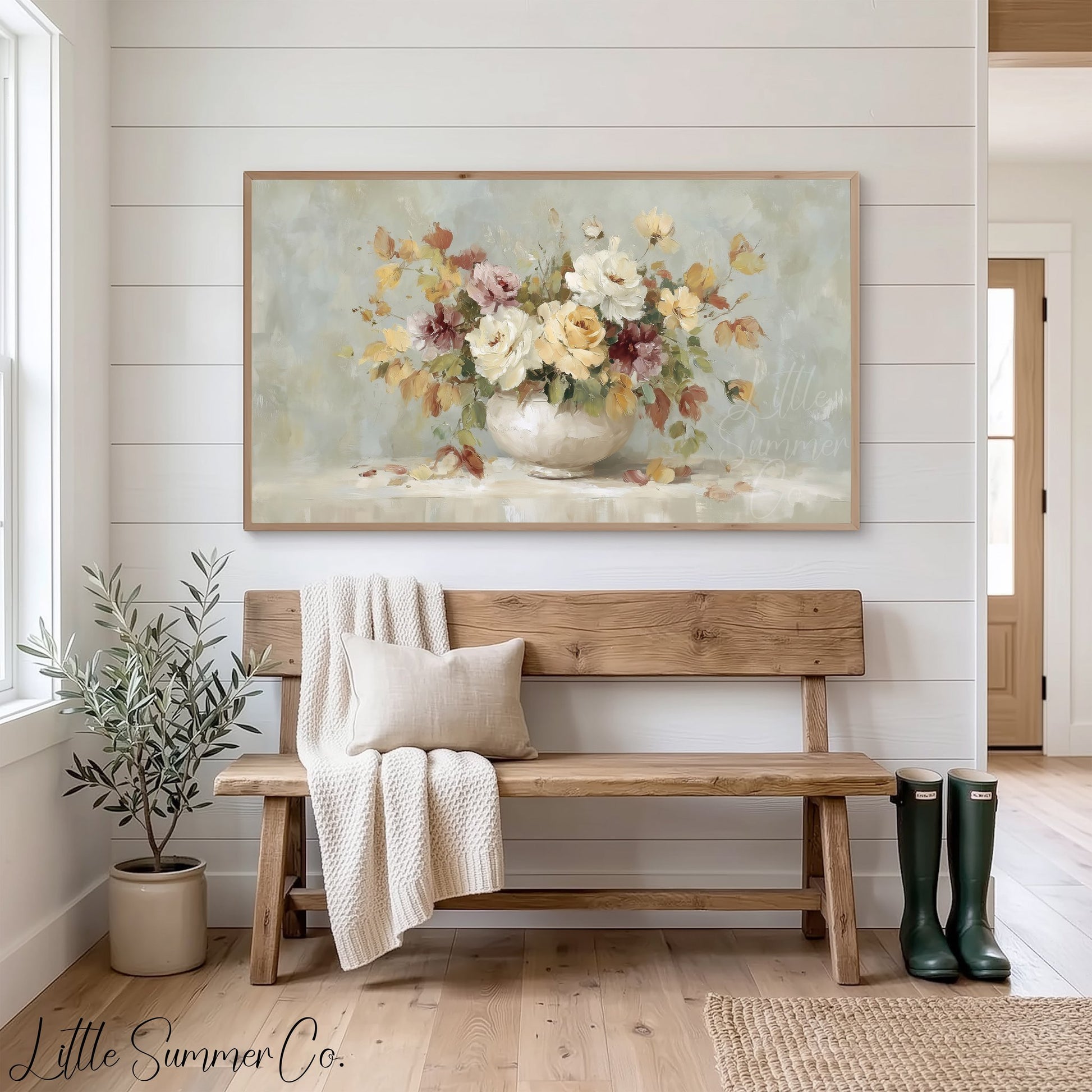 Garden Blossom Bouquet Frame TV Art displayed on a TV