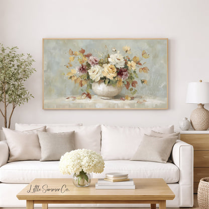 Garden Blossom Bouquet Frame TV Art displayed on a TV