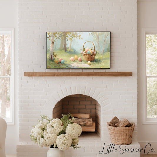 Easter Egg Basket in Woodland Frame TV Art displayed on a TV