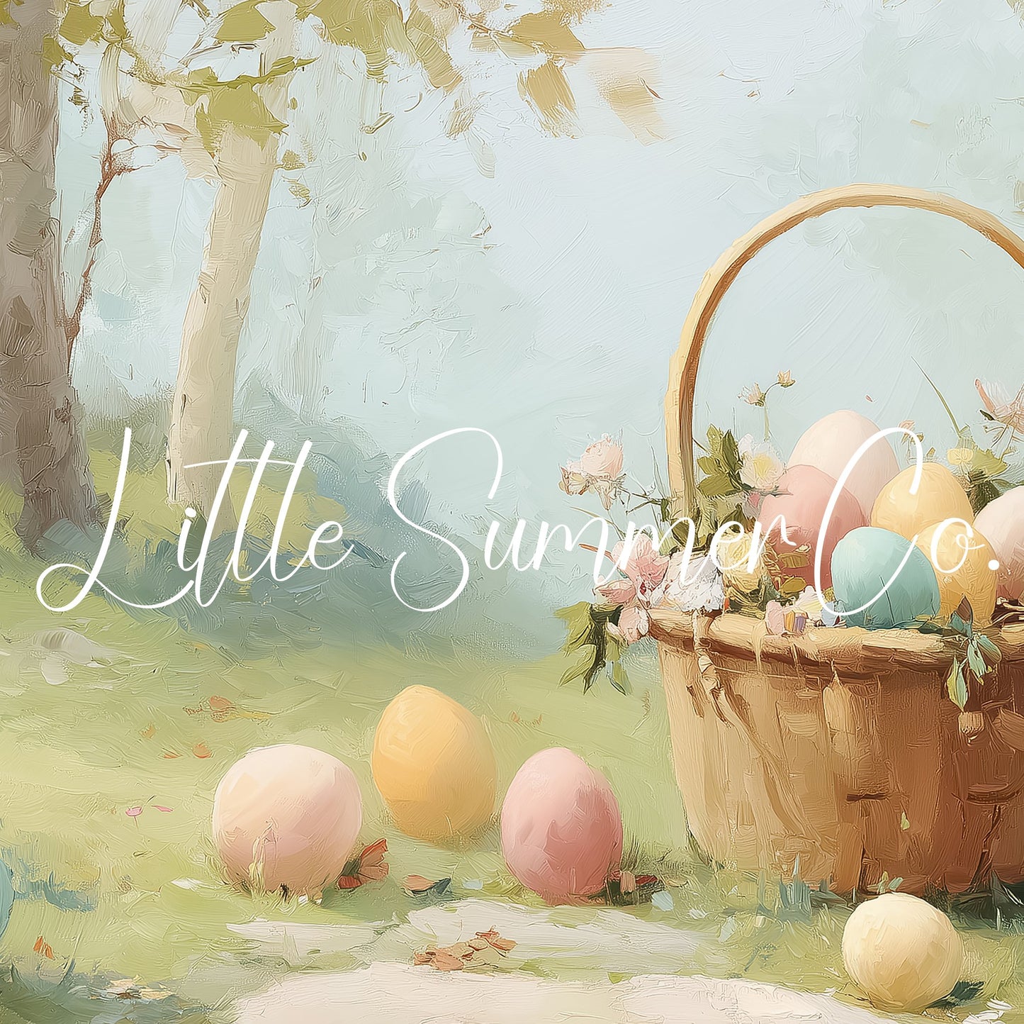 Easter Egg Basket in Woodland Frame TV Art displayed on a TV