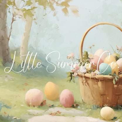 Easter Egg Basket in Woodland Frame TV Art displayed on a TV